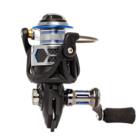 Side view of Bolt 2000 Spinning Reel With 6.0 To 1 Gear Ratio, 9 Plus 1 Bearings, Lightweight Graphite Frame, 6061 T6 Aluminum Spool