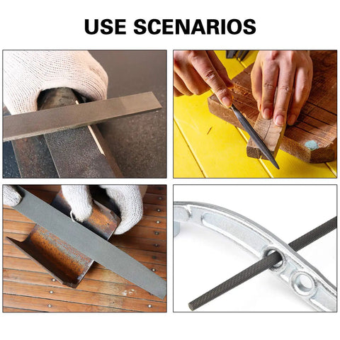 Pro Grade High Carbon Steel 18-Piece File Set With Round, Flat, Half-Round, Triangle And Needle Files in various use scenarios