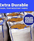 Heavy Duty Builder Bulk Bags 200 Gallon White Woven Polypropylene Trash Bags For Demolition And Construction Jobs, Holds Up To 2200 Lbs Per Bag, Open Top Design, Pack Of 3 filled with soil