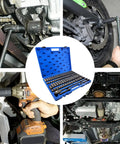 Seventy Piece Half Inch Drive Impact Socket Set With CR V Steel Includes SAE And Metric Standard And Deep Sockets in use
