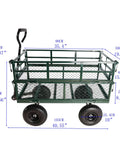 Four Wheel Trailer With Double Deck Detachable Sides, Heavy Duty Steel Utility Cart For Farm, Warehouse, Garden And Yard Work