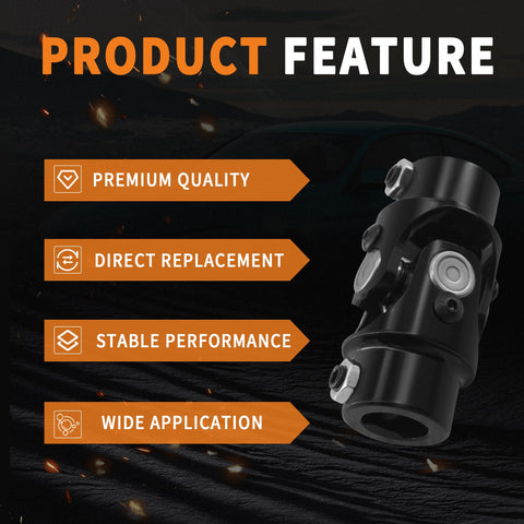 Three Quarter Inch Double D Universal Joint For Steering Shaft Black Coated 35 Degree Bend Total Length 3.25 Inches 83mm 40Cr Alloy Steel