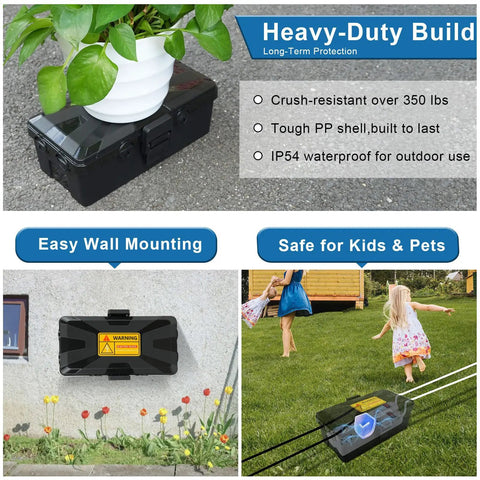 Medium Weatherproof Electrical Box For Rock Solid Power Strip Guard and Extension Cord Tidy Up With Secure Rubber Latches rain debris shutoff, wall-mounted.