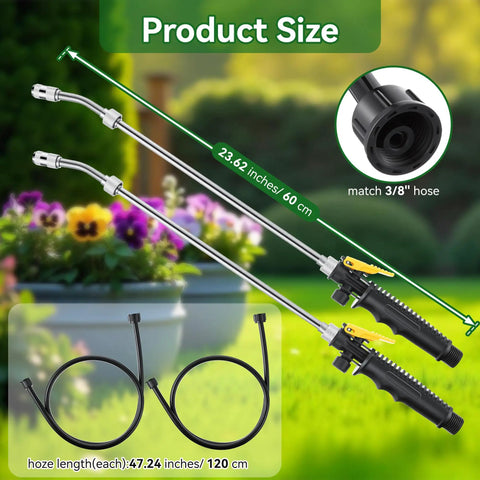 Two Pack Universal Sprayer Wands With Hoses For Ryobi, 24 Inch Length, Adjustable Nozzle, Stainless Steel Universal Spray Gun