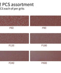 Image of 6 sanding belts showing P60 to P400 grits, part of 4x36 Sanding Belts For Woodworking Kit, 12 Pcs Belt Sander Paper Set