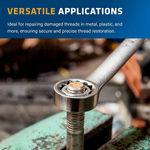 Rethreading Die For Three Quarter Inch Sixteen NF Right Hand, High Carbon Steel Bolt And Stud Repair Tool in use on bolt
