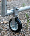 Tough As Nails 6 Inch Metal Gate Wheel For Swing Gates Up To 2 Inches Wide Supports 500 Pounds black rubber tread on gravel