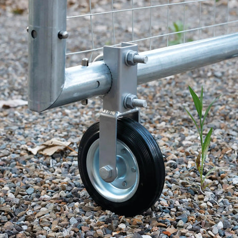Tough As Nails 6 Inch Metal Gate Wheel For Swing Gates Up To 2 Inches Wide Supports 500 Pounds black rubber tread on gravel