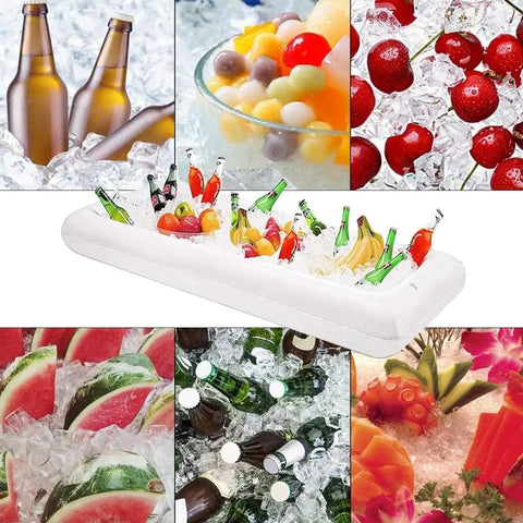 Inflatable Serving Bar Set With Three Pack Ice Bar For Buffet Keeps Food And Drinks Cold For Hours And Includes Drain Plug Party Ready