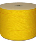 3 By 8 Inch Hollow Braid Polypropylene Rope 500 Feet Yellow, spool showing texture and bright color, Easy Splice, Floats In Water