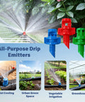 Refraction Mist Sprinkler Heads Kit With 90 Degree 180 Degree And 360 Degree Multi Angle Options For Drip Irrigation Systems Delivers Fine Uniform Mist For Yard And Lawn Pro Grade Plant Watering Device displayed with mist cooling and irrigation uses.