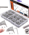 Ultimate 796 Piece M3 Screw Set With DIN912 Hex Socket Screws, 200 Nuts, 200 Lock Washers, And 200 Flat Washers For Pro DIY, Industrial Repairs, And Prototyping, in labeled case