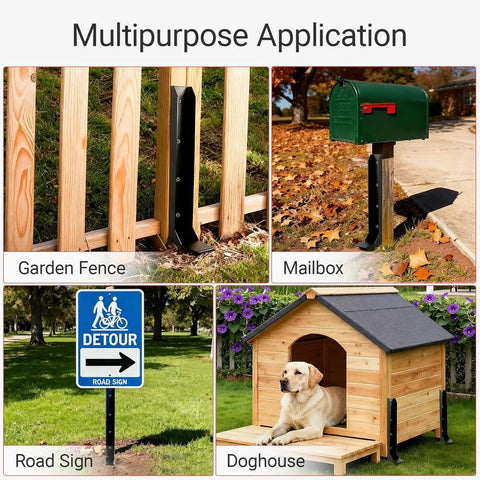 Heavy Duty Steel Fence Post Anchor Kit With 12 Ground Spikes To Fix Rotted Or Tilted Wooden Posts Fast Using Tough As Nails H Pile Stabilizer for garden fence, mailbox, road sign, and doghouse.