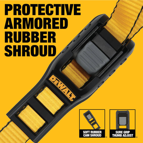 Heavy Duty 1 Inch By 12 Foot Cam Buckle Straps Set, 2 Pack, 500 Lbs Safe Working Load And 1500 Lbs Break Strength, protective rubber shroud