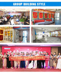 Group building style event showcasing multiple office spaces and team celebration with awards in a professional setting.