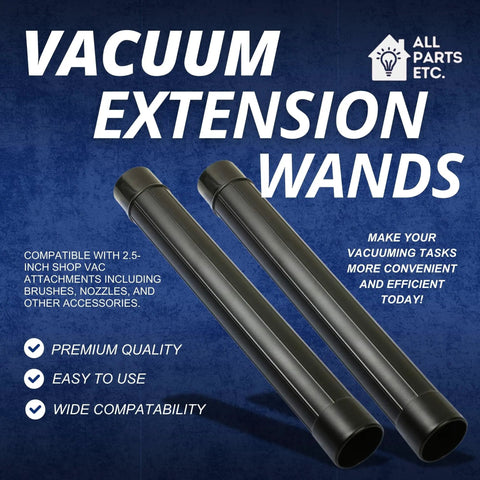 2.5 Inch Vacuum Extension Wands 19 Inch Long 2 Pack For Shop Vac Rigid Vacmaster Workshop And More Compatible With 2.5 Inch Attachments And Accessories Handy Reach For Tight Corners Crevices And Under Furniture In Home Garage And Workshop
