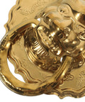 Close-up of brass lion head door knocker with large ring in vintage Chinese style for Lion Head Door Knocker And Front Door Pull Handle Brass Decorative Hardware Set Of 2 For Vintage Chinese Style Home Entry No Fuss Install And Smooth Operation With Large Ring.