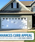 House with a closed garage door featuring magnetic garage door hardware kit with 2 faux handles and 4 hinges for curb appeal