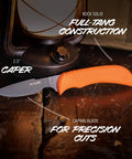WildLite Field To Freezer 6 Piece Hunting Knife Set With Gut Hook Caping Knife Boning Knife Game Cleaning Gloves And Two Stage Sharpener.