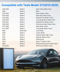 Tesla Model 3 And Model Y Cabin Air Filter Upgrade 3 In 1 Filtration System True HEPA And Activated Carbon 2 Pack For 2016 2025 Models image showing compatibility chart with car.