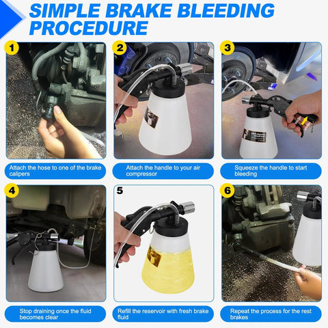 GOOACC 1L vacuum brake bleeder kit with hose, four adapters and hanging hook for brake fluid bleeding