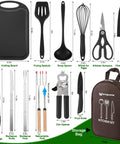 14 Piece Campout Cookware Set for Outdoor Cooking Portable Camp Kitchen Mess Kit with utensils displayed with bag