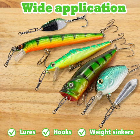 Dope Quick Change Fishing Speed Clips For Lures With Ball Bearing Swivel Power Clips Tackle Ready Topwater Gear For Saltwater And Freshwater Crankbait Popper Lures 44Lb Load And Resilient Stainless Steel on assorted fishing lures