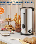 110 Cup Commercial Coffee Urn 16 L Large Capacity Stainless Steel Hot Coffee Maker With Double Wall Insulation on buffet table