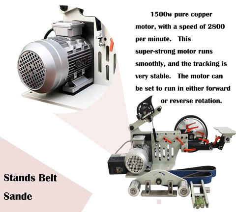 Badass Heavy Duty Belt Grinder And Sander Polisher With Variable Speed Setup For Knife Sharpening Rust Removal And Metalworking Featuring A 72X2 Inch Sanding Belt And Rock Solid Dual Work Stands Powering Up At 220V For Serious Shop Hustle with 1500W copper motor
