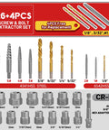 Spiral Screw Extractor Set 30-Piece Kit With Left Hand Cobalt Drill Bits And Nut Removers, Heavy Duty Cr-Mo Steel, 4341/6542 HSS displayed