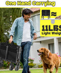 Man carrying Ultra Portable Collapsible Wagon Cart With Wheels, 360Lb Load Capacity, Folding Utility Wagon, 11Lb Frame