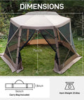 Pop Up Screen House Tent For Camping 11.5 By 9.8 Ft Instant Gazebo With Netting Grab And Go Backyard Shelter dimensions view