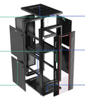 Heavy Duty 42U Floor Standing Server Rack With Locking Glass Door And Built In Cooling Fan detailed view showing components and structure.