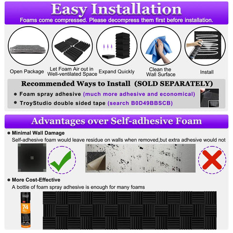 Easy installation guide for Thick Acoustic Foam Panels Knock Out Room Echoes With Badass Sound Absorption. User steps for setup.