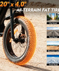 Powerful 2500 Watt Fat Tire Electric Bike for Adults and Teens with 20x4 all-terrain tire shown on various road types