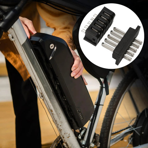 E Bike Battery Power Discharge Connector For Hailong 5 Pin Pair Male And Female Plug Replacement For Ebikes And Scooters Safe Power Transfer Durable Black And Silver