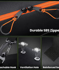 Close-up of durable SBS zipper and reinforced seams on Padded Snowboard Bag For Air Travel, Waterproof 1680D Rip-Resistant Case, 155cm