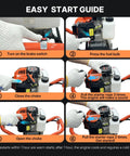 Easy start guide for Gas Powered 43Cc Post Hole Digger With 8 Inch Auger Bit showing step-by-step instructions.