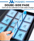 Top Loader Card Binder With 18 Double Sided Pages, Holds 324 3x4 Top Loaders, hand showing double-sided page detail