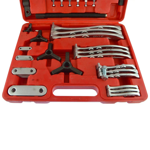 Gear And Hub Puller Set With 2 And 3 Leg Configurations For 3 To 8 Inches And 75 To 200mm Leg Sizes in red blow molded case