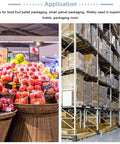 Supermarket fruit and warehouse pallets with Manual Stretch Film Dispenser That Makes Wrapping A Breeze With Adjustable Torque Clamps