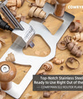 Router Plane Handheld Woodworking Tool With Adjustable Blade And Fence on wood surface, stainless steel, wood shavings, R022