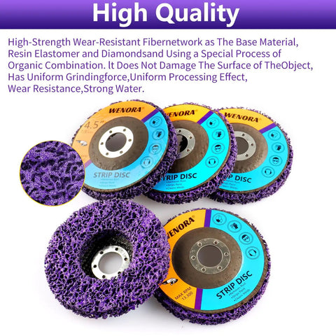 Heavy Duty Strip Discs For Angle Grinder 4-1/2 Inch By 7/8 Inch Silicon Carbide Rust Remover Wheel Paint Stripping And Coating Removal Oxidation Welds Cleanup Durable Wear Resistant 10 Pack display