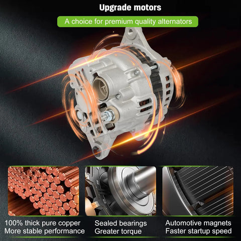Image of a 12V 55A Clockwise 4 Groove Alternator Replacement showing copper core and automotive magnets for Chevy Metro and Tracker models.