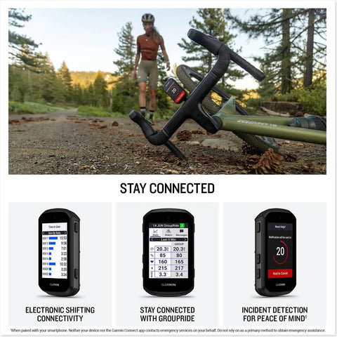 Compact GPS Cycling Computer With Vivid Color Touchscreen, Bike-Specific Mapping, and Advanced Training Insights on bike handlebar
