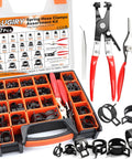 327 Piece Spring Hose Clamp Assortment Kit With Pliers And Tweezers For Fuel Line Vacuum Silicone Air Hoses 6 To 38mm Carbon Steel Heavy Duty Fixin, kit case and tools
