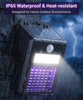 Solar Powered Outdoor Bug Zapper No Fuss 2 In 1 Waterproof Cordless Mosquito Zapper With 3 Modes mounted on wall