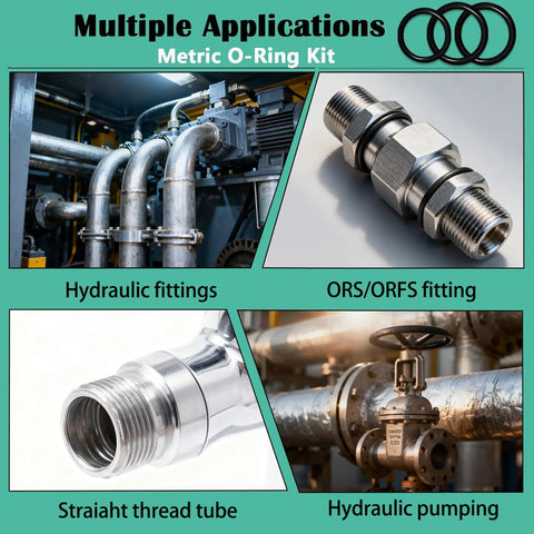 Hydraulic applications with Pro Grade Hydraulic O Ring Kit With 420 Pieces For ORS ORFS Fittings In Nine Sizes