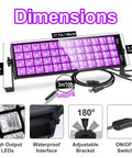 Dimensions and features of Three Pack Led Black Light Bar Ultraviolet Lamp 385 To 400 Nanometers For Home Parties Clubs.