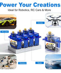 5 Pack 9G Micro Servo With 360 Degree Continuous Rotation And Metal Gear MG90 Mini Servo for RC Cars, Drones, Robotics, Boats